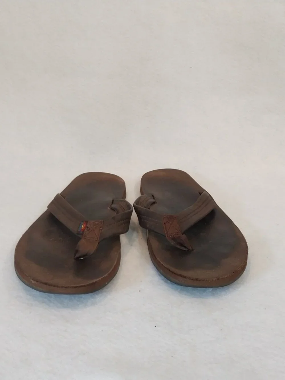 Rainbow Brown Leather Flip Flops Mens 13 Sandals Casual Comfort Slip On Shoes